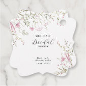Elegante Roze Wilde Bloemen Bruiloftsdouche Bedankjes Labels (Achterkant)
