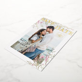 Elegante Roze Wilde Bloemen Trouw Save The Date Folie Uitnodiging (Gedraaid)