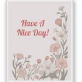 Elegante Roze Wilde Bloemenschildering Rand Sticker (Voorkant)