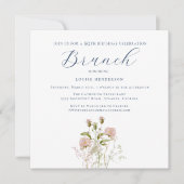 Elegante Roze Wildflower 90e Verjaardag Brunch Kaart (Voorkant)