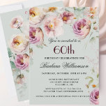 Elegante Roze Wildflower Bloemen 60ste Verjaardags Feestdagenkaart<br><div class="desc">Begin deze speciale 60e verjaardag in een elegante stijl met deze prachtig vrouwelijke zachte bloemenuitnodiging met waterverf gemengde wilde bloemen en groen. Alle tekst kan worden gepersonaliseerd voor uw feest, inclusief de leeftijd van de eregast. Als je speciale verzoeken hebt of hulp nodig hebt bij het ontwerpen, stuur dan gewoon...</div>
