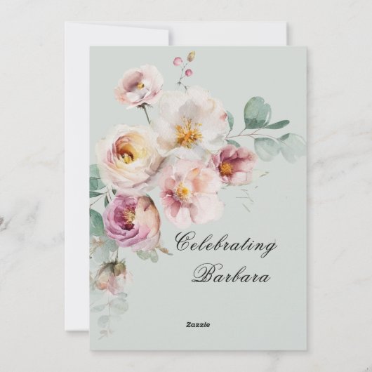 Elegante Roze Wildflower Bloemen 60ste Verjaardags Feestdagenkaart (Achterkant)