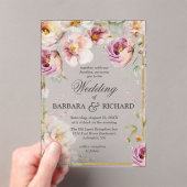 Elegante Roze Wildflower Bloemen Waterverf bruilof Acryl Uitnodigingen (Insitu (Draagbaar))