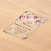 Elegante Roze Wildflower Bloemen Waterverf bruilof Acryl Uitnodigingen (Laagn)