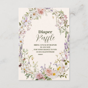 Elegante Roze Wildflower Boho Diapper Raffle Informatiekaartje