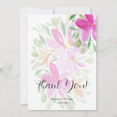 Elegante roze Wildflower Waterverf Kunst Bedankkaart (Voorkant)