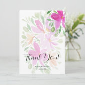 Elegante roze Wildflower Waterverf Kunst Bedankkaart (Staand voorkant)