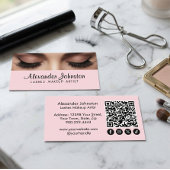 Elegante Roze Wimper Make-up Artiest QR Code Visitekaartje