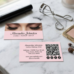 Elegante Roze Wimper Make-up Artiest QR Code Visitekaartje