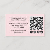 Elegante Roze Wimper Make-up Artiest QR Code Visitekaartje (Achterkant)