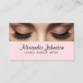 Elegante Roze Wimper Make-up Artiest QR Code Visitekaartje (Voorkant)