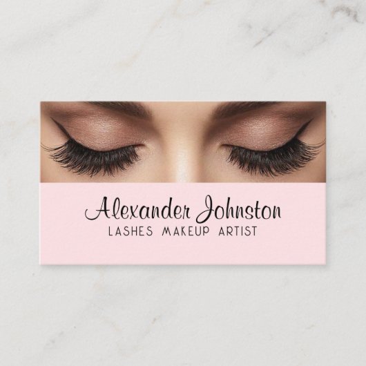 Elegante Roze Wimper Make-up Artiest QR Code Visitekaartje (Voorkant)