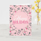 Elegante Roze Winter bloemige Watercolor Kerstmis Kaart (Gele Bloem)