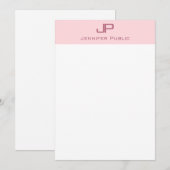 Elegante Roze Wit Eenvoudige Sjabloon Monogram (Voorkant / Achterkant)
