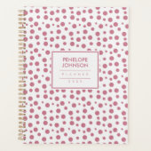 Elegante Roze Wit Stippenpatroon Planner (Voorkant)