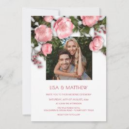 Elegante Roze Witte 3D Rozen Bruiloft Kaart