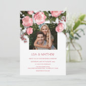 Elegante Roze Witte 3D Rozen Bruiloft Kaart (Staand voorkant)