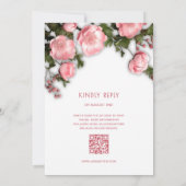 Elegante Roze Witte 3D Rozen Bruiloft Kaart (Achterkant)