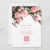 Elegante Roze Witte 3D Rozen Bruiloft Kaart (Achterkant)