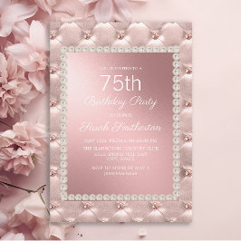 Elegante Roze Witte 70e Verjaardagsfeestje Kaart