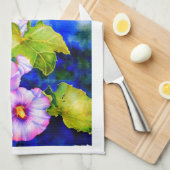 Elegante roze witte aquarel bloementuin theedoek (Quarter Fold)