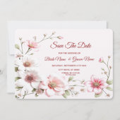 Elegante roze witte bloem Bewaar de datum Save The Date (Voorkant)