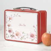 Elegante Roze Witte Bloem Lunchbox (In situ)
