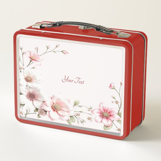 Elegante Roze Witte Bloem Lunchbox (Achterkant)