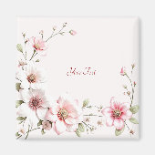 Elegante Roze Witte Bloem Magneet (Voorkant)