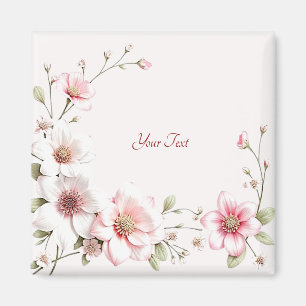 Elegante Roze Witte Bloem Magneet
