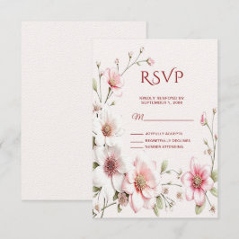 Elegante Roze Witte Bloem RSVP Kaart