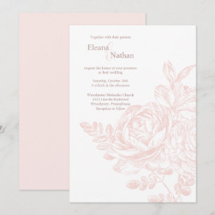 Elegante Roze Witte Bloemen Boeket Huwelijk Kaart
