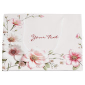 Elegante Roze Witte Bloemen Gift Bag Groot Cadeauzakje (Voorkant)