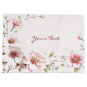 Elegante Roze Witte Bloemen Gift Bag Groot Cadeauzakje (Achterkant)