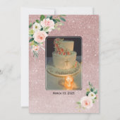 Elegante Roze Witte Bloemen Gouden Fotobevestiging Bedankkaart (Achterkant)