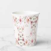 Elegante Roze Witte Bloemen Papieren beker (Achterkant)