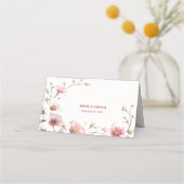 Elegante roze witte bloemen Place Card Plaatskaartje (Achterkant)