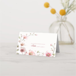 Elegante roze witte bloemen Place Card Plaatskaartje