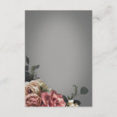 Elegante Roze Witte Bloemen Rozen Grijs Huwelijk Informatiekaartje (Achterkant)