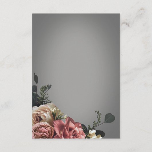 Elegante Roze Witte Bloemen Rozen Grijs Huwelijk Informatiekaartje (Achterkant)
