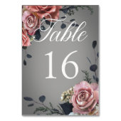 Elegante Roze Witte Bloemen Rozen Grijs Huwelijk Kaart (Achterkant)