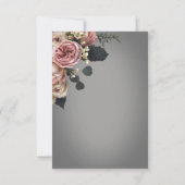 Elegante Roze Witte Bloemen Rozen Grijs Huwelijk Q RSVP Kaartje (Achterkant)