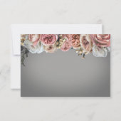 Elegante Roze Witte Bloemen Rozen Grijs Huwelijk Save The Date (Achterkant)