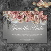 Elegante Roze Witte Bloemen Rozen Grijs Huwelijk Save The Date