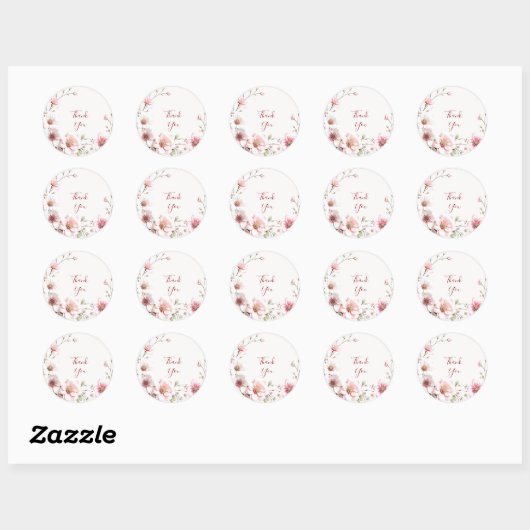 Elegante Roze Witte Bloemen Sticker (Vel)