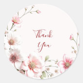Elegante Roze Witte Bloemen Sticker (Voorkant)