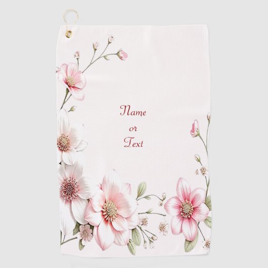 Elegante roze witte bloemengolfhanddoek golfhanddoek (Voorkant)