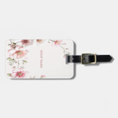 Elegante roze witte bloemenkleurlabel bagagelabel (Voorkant horizontaal)