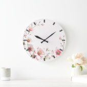 Elegante roze witte bloemenkleuromo clock grote klok (Huis)