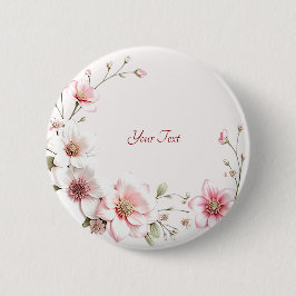 Elegante roze witte bloemenknoop ronde button 5,7 cm